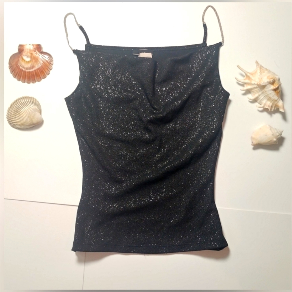 🌈 3/$30 Sparkly black Tank Top S